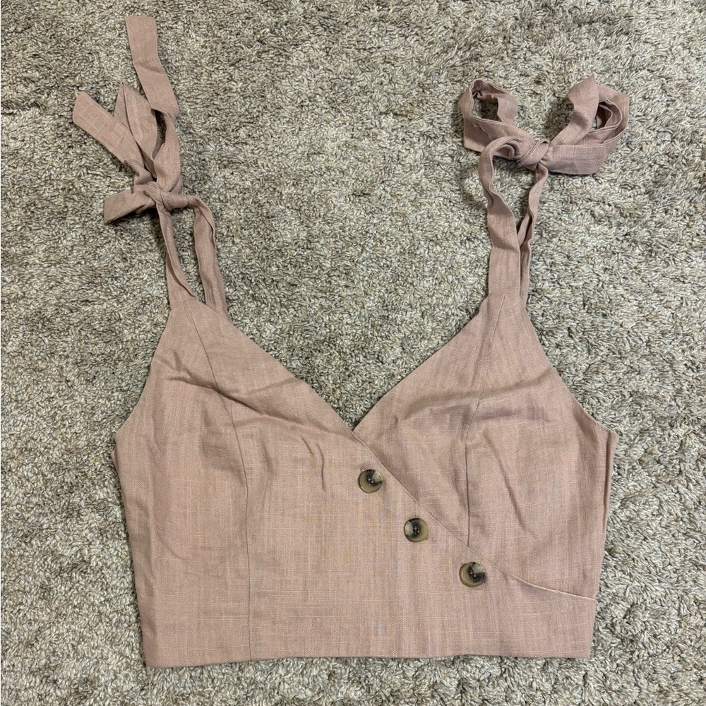 La Hearts Mauve Buttoned Crop Top
